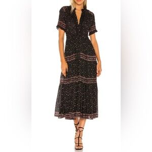 Free People Rare Feelings Midi Dress M Black